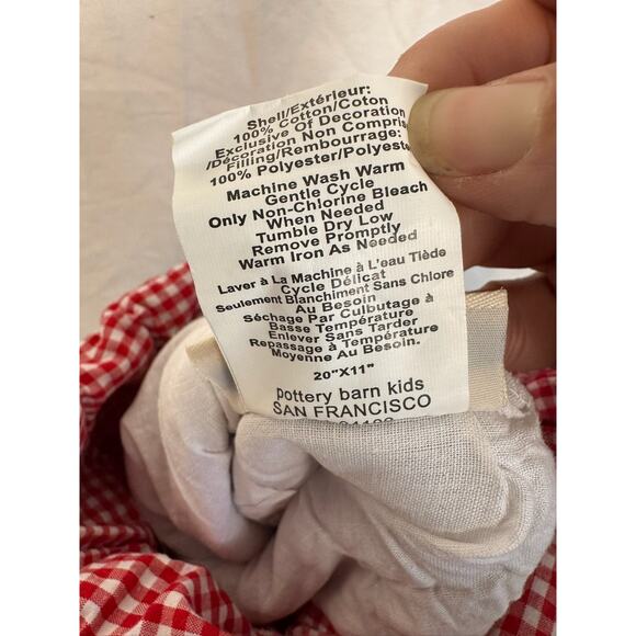 Pottery Barn Kids Red & Gingham Quilted Train Christmas Stocking Mono Patrick - Picture 4 of 5